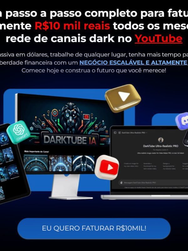 Capa do curso Darktube IA - Mayk