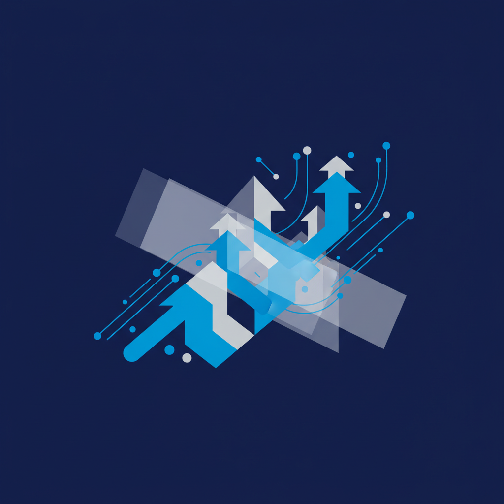 Ilustração abstrata com elementos gráficos que representam o crescimento e a conectividade do trabalho remoto.